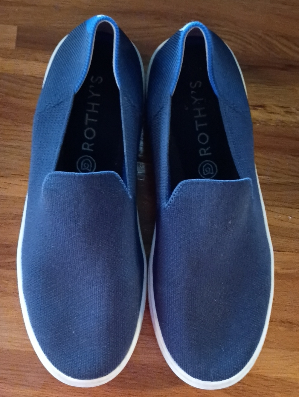 Rothy's Women's Slip-On Flats in Navy Blue with White Sole